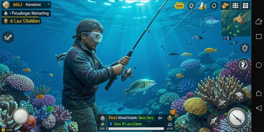 Screenshot gameplay <strong>666J</strong> menampilkan aksi memancing yang seru dan menantang.