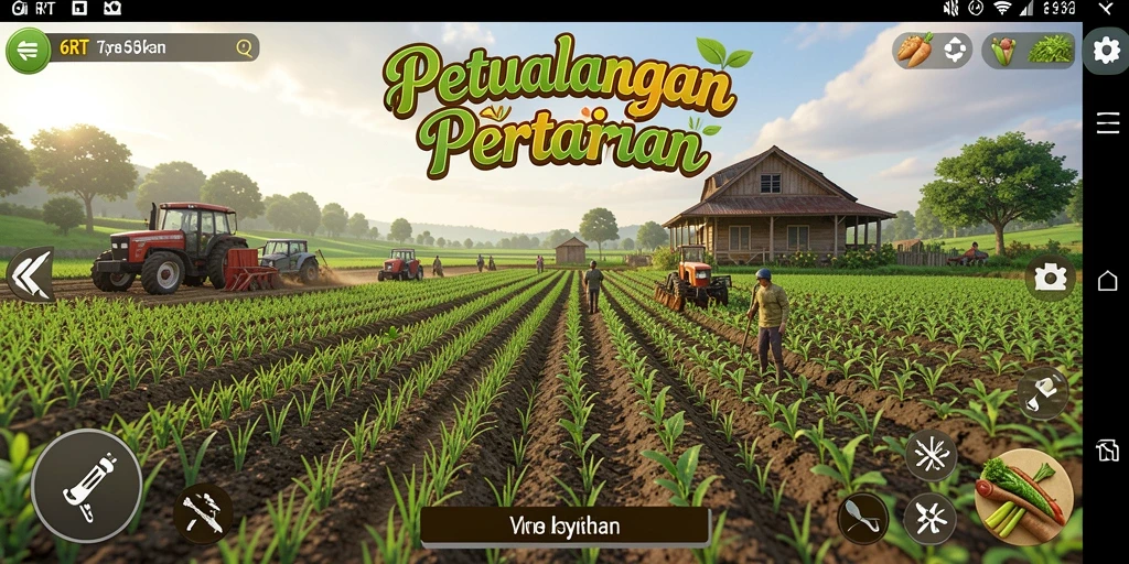 Screenshot gameplay menunjukkan suasana kebun yang indah dalam 6RT.