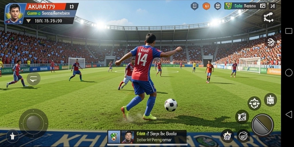 Tangkapan layar dari gameplay AKURAT79 yang menyajikan aksi sepak bola seru.