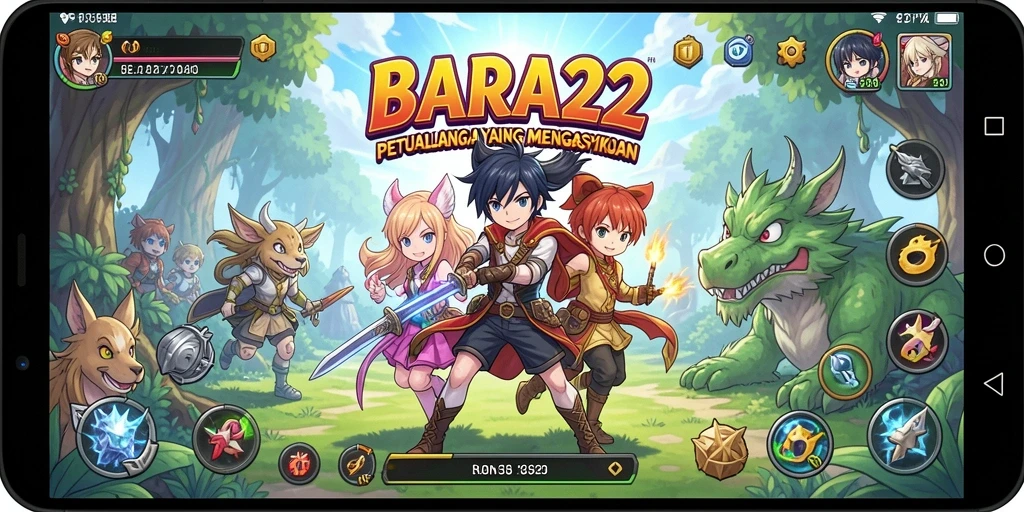 Tampilan menarik dari gameplay <strong>BARA22</strong> dengan karakter-karakter Anime.