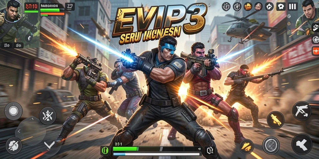Tampilan gameplay EVIP3 yang seru dan mendebarkan.