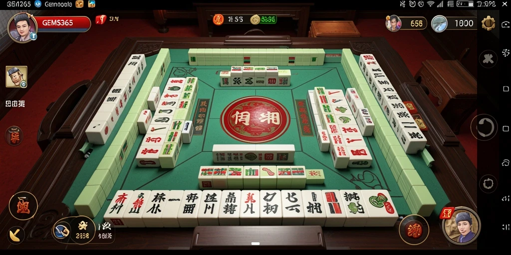 Tampilan gameplay GEMS365 yang seru dan menantang di dunia Mahjong.
