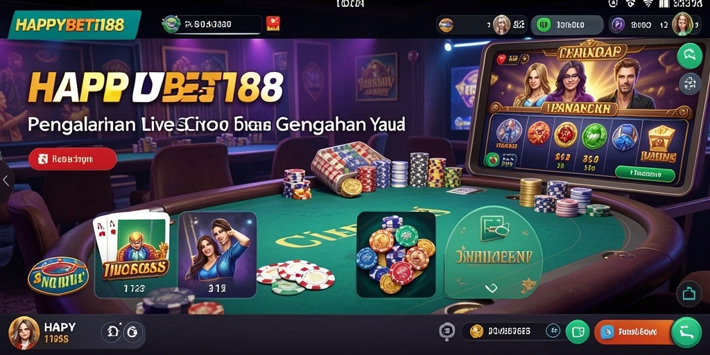 Screenshot gameplay Live Casino dengan dealer langsung dan suasana menegangkan.