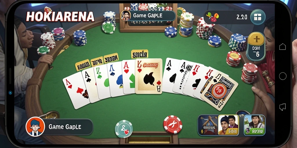 Gameplay seru HOKIARENA dengan pemain berkompetisi dalam Gaple.