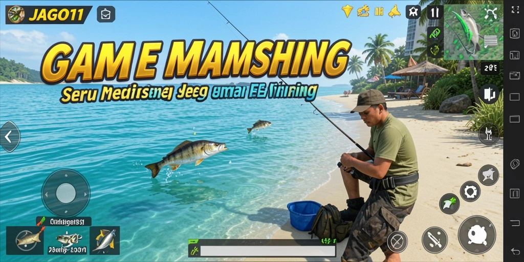 Screenshot JAGO11 menampilkan aksi memancing yang seru dan memikat.