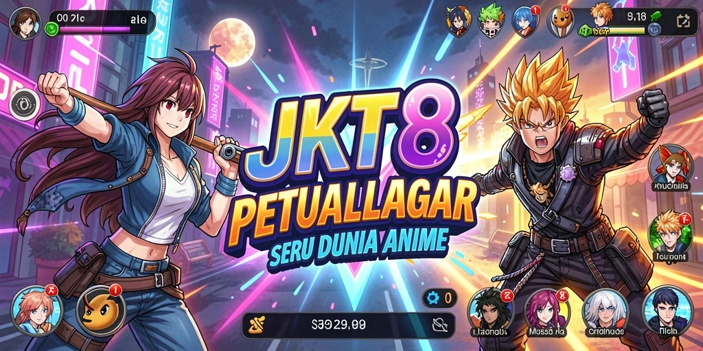 Gameplay JKT8 menampilkan karakter Anime dalam aksi petualangan.