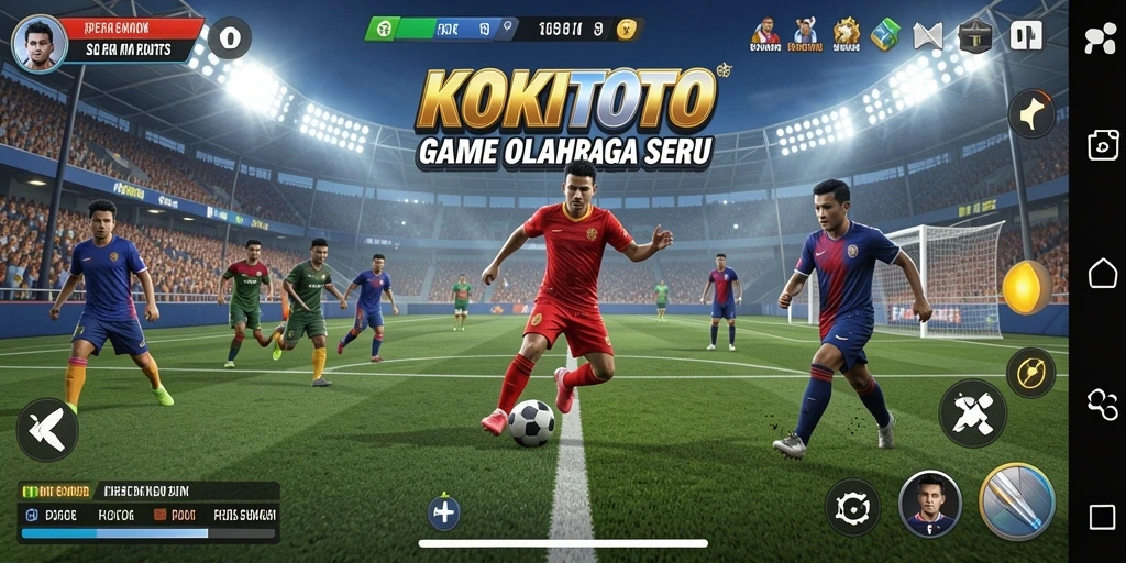 Screenshot utama KOKITOTO menampilkan aksi seru permainan olahraga.