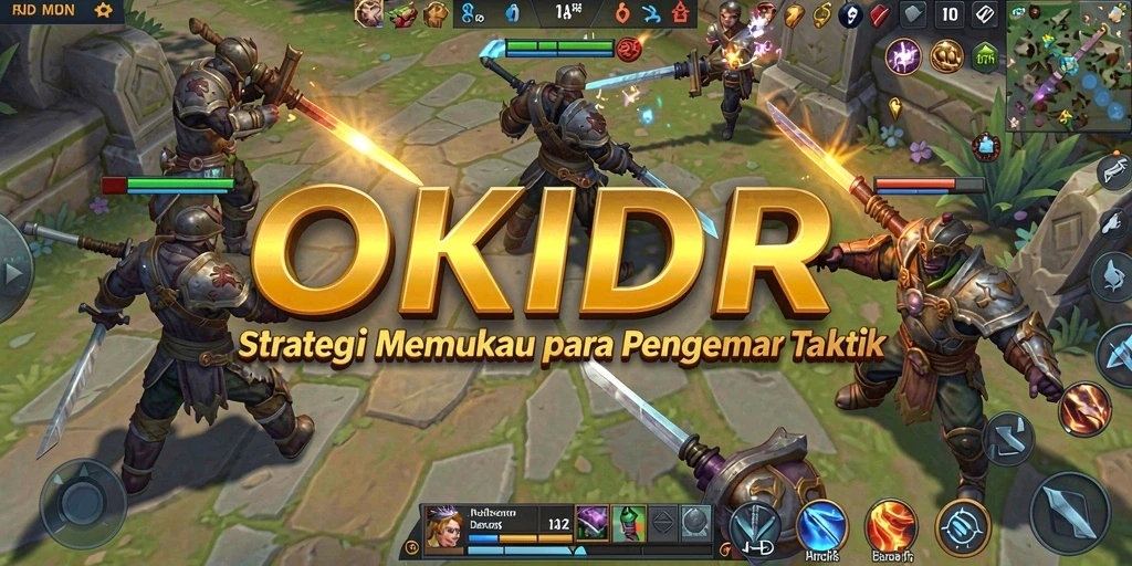Screenshot utama OKIDR menunjukkan gameplay strategi yang intens dan mendebarkan.
