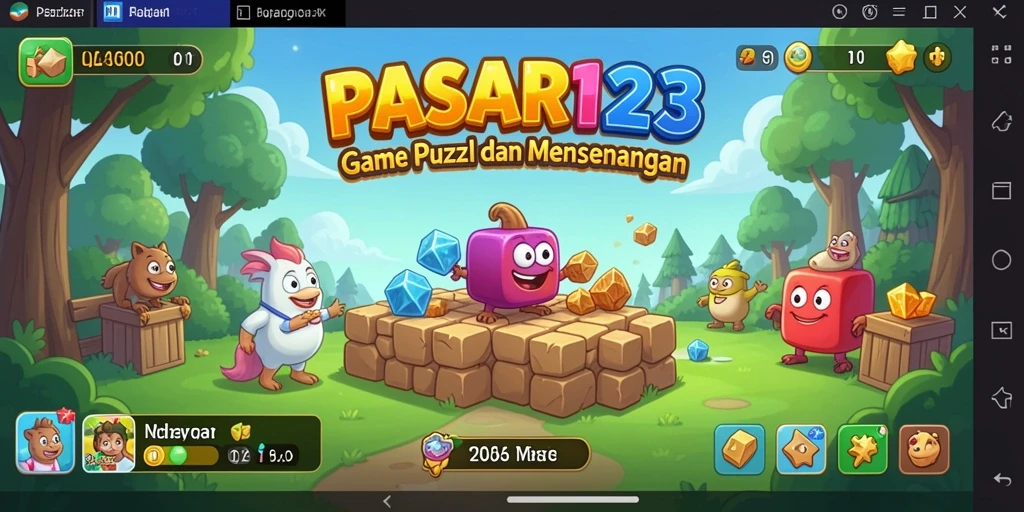 Tampilan gameplay seru dan penuh warna dari PASAR123.