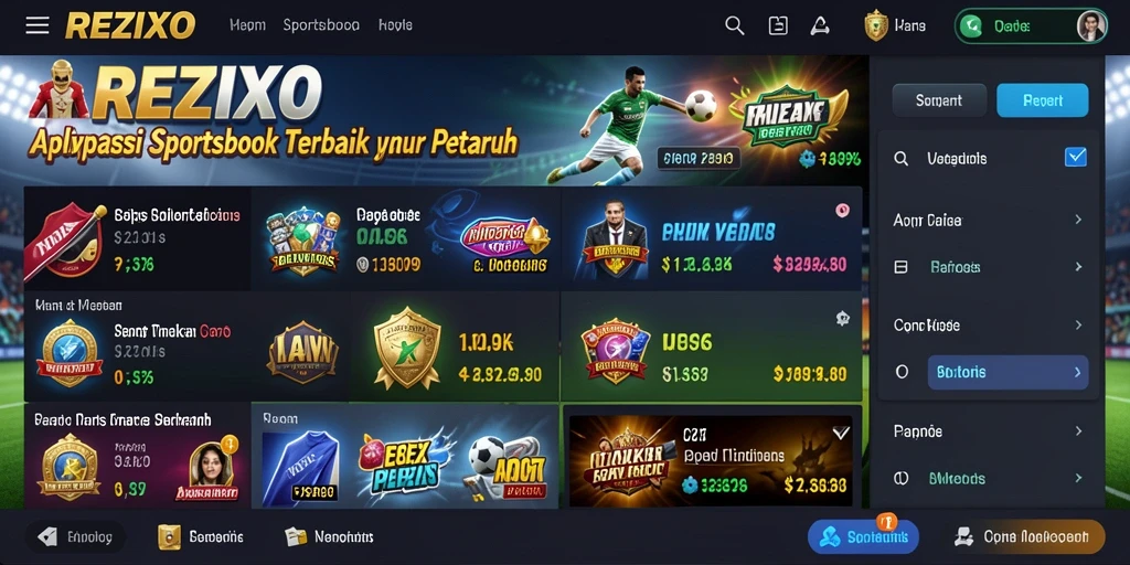 Tampilan gameplay REZIXO yang menarik dan interaktif untuk taruhan olahraga.