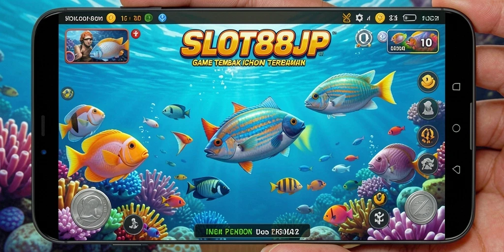 Screenshot gameplay SLOT88JP menampilkan aksi menembak ikan yang seru.