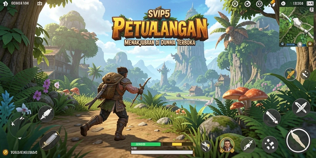 Screenshot gameplay SVIP5 menampilkan petualangan mendalam di dunia terbuka.